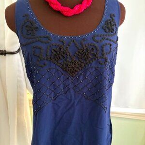 Karen Millen size 10 navy sleeveless blouse